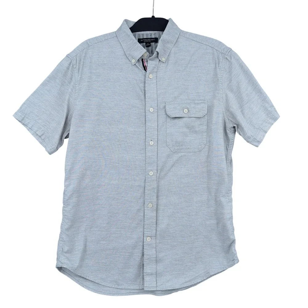 Banana Republic Oxford Shirt Mens Medium 100% Cotton Blue Short Sleeve